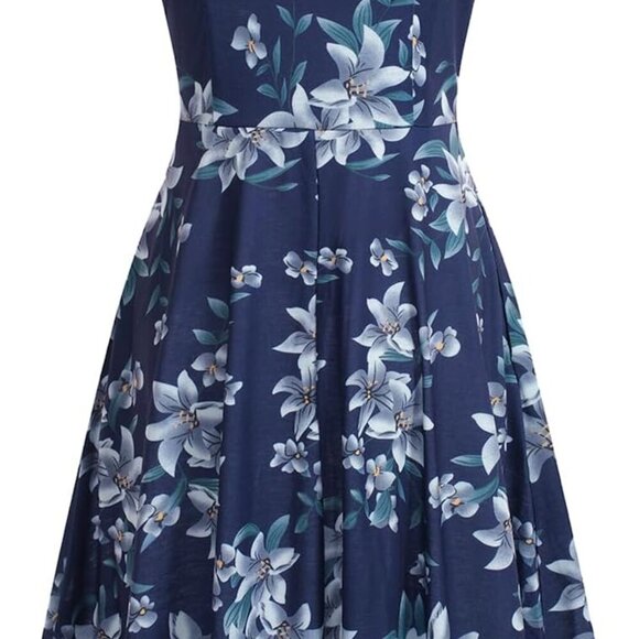 Women's Elegant Criss-Cross V Neck Vintage Short Sleeve Work Casual Fit and Flar - Picture 4 of 6